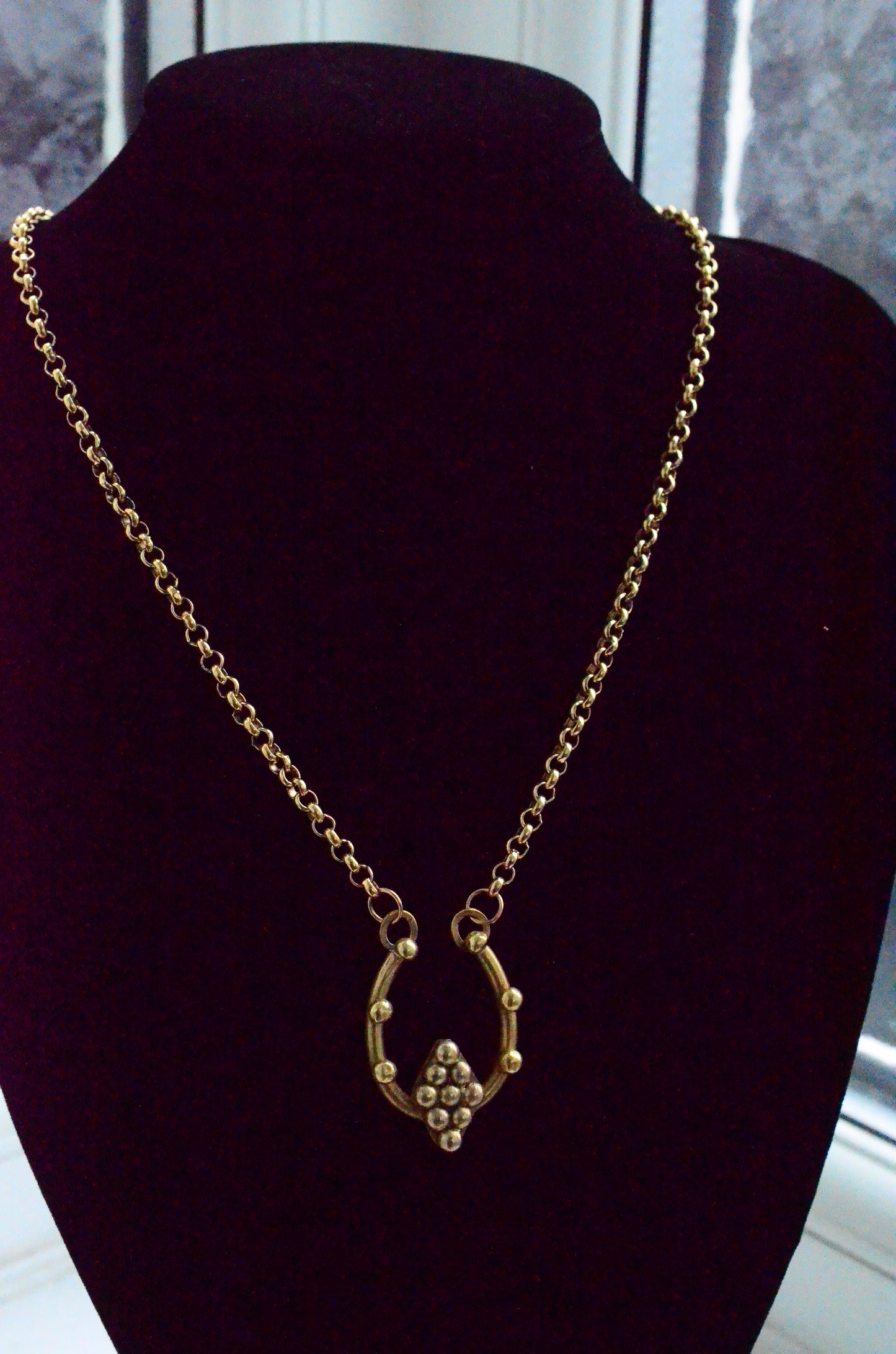 Lucky Horseshoe Necklace – Handmade Brass on Stainless Steel Belcher Chain