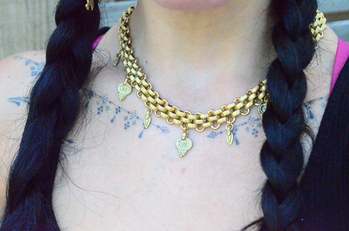 Gold plated Stainless Steel Bohemian Charm Necklace