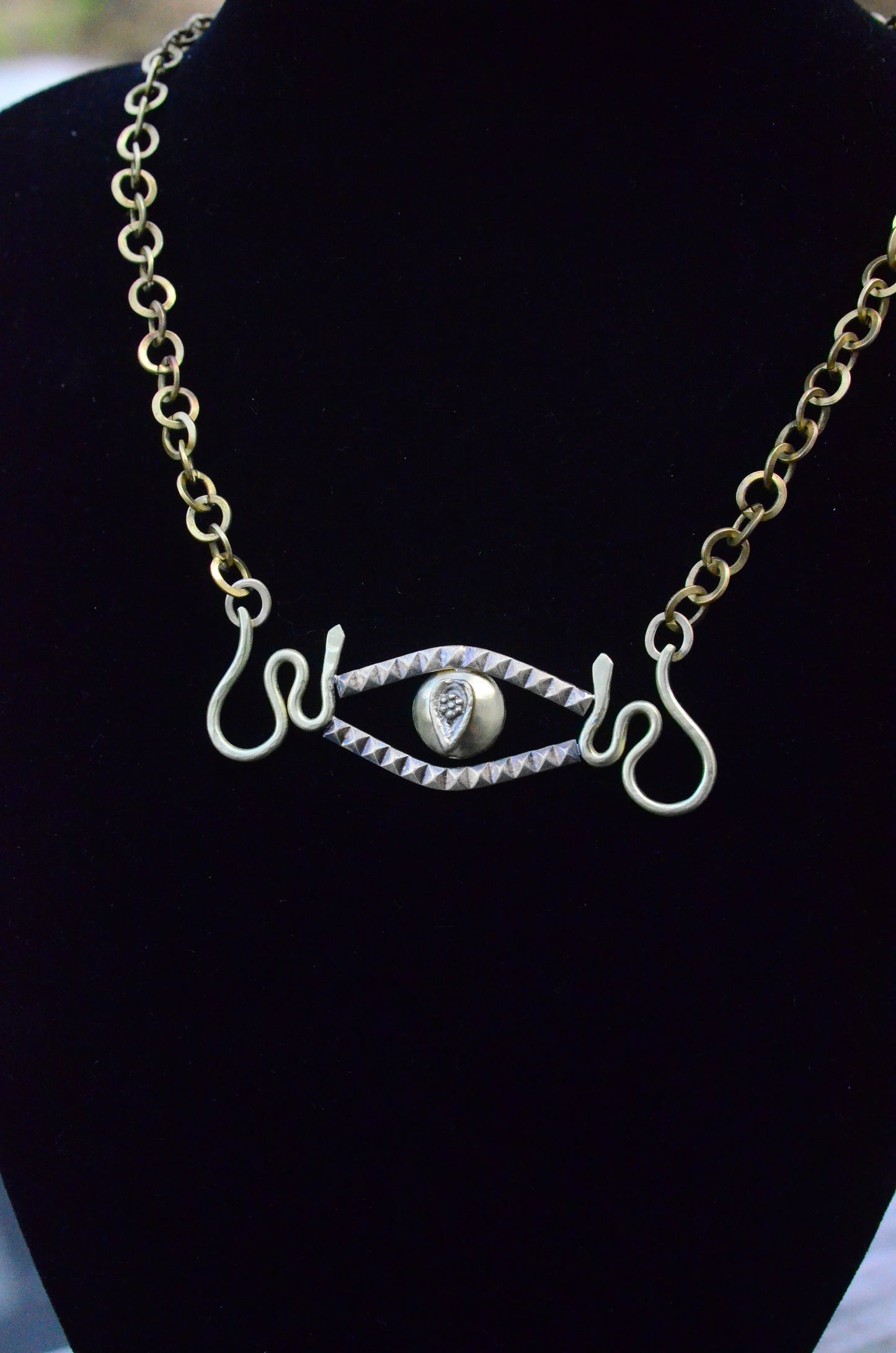Brass Evil Eye & Serpent Protective Necklace