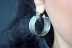 Chunky Hammered Silver Hoop Earrings