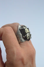 Organic Pyrite Textured Ring
