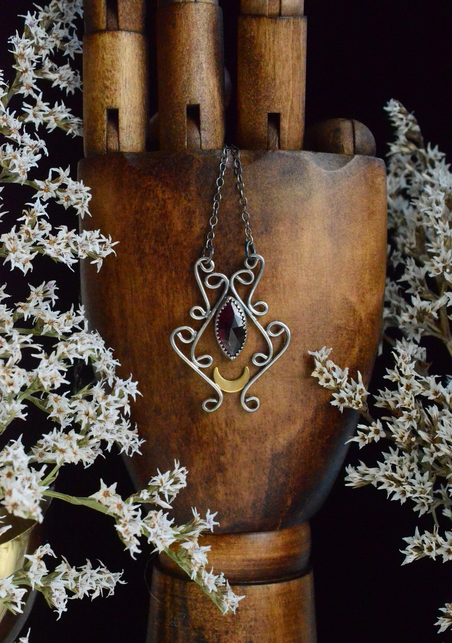 Elven Garnet Moon Necklace