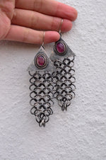 Indian Garnet Chainmaille Earrings - Relic Collection