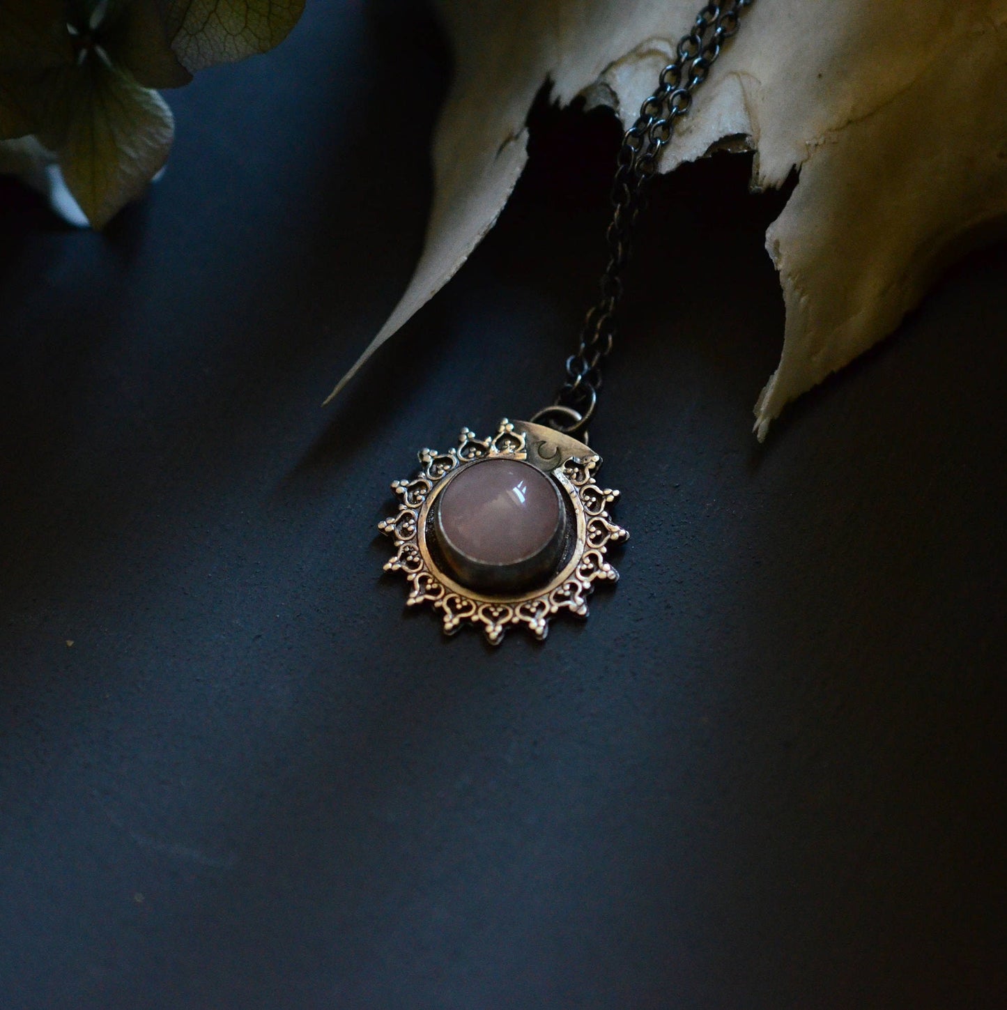 Rose Quartz Sunburst Pendant