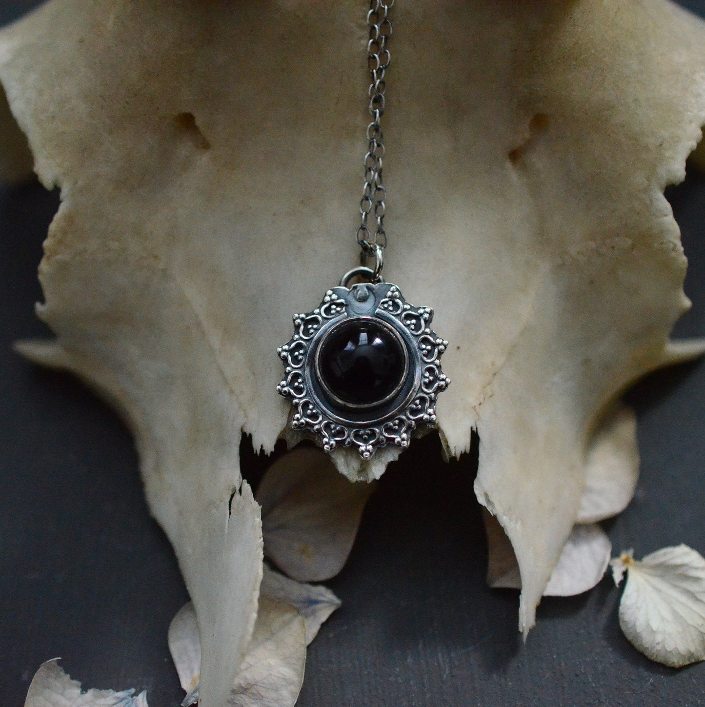 Sunburst Onyx & Sterling Silver Pendant