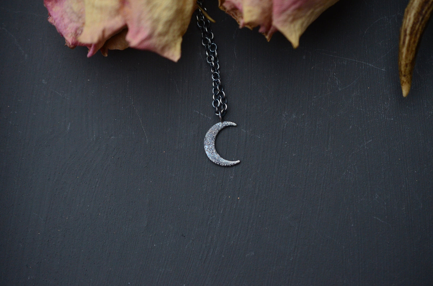 Textured Crescent Moon Pendant