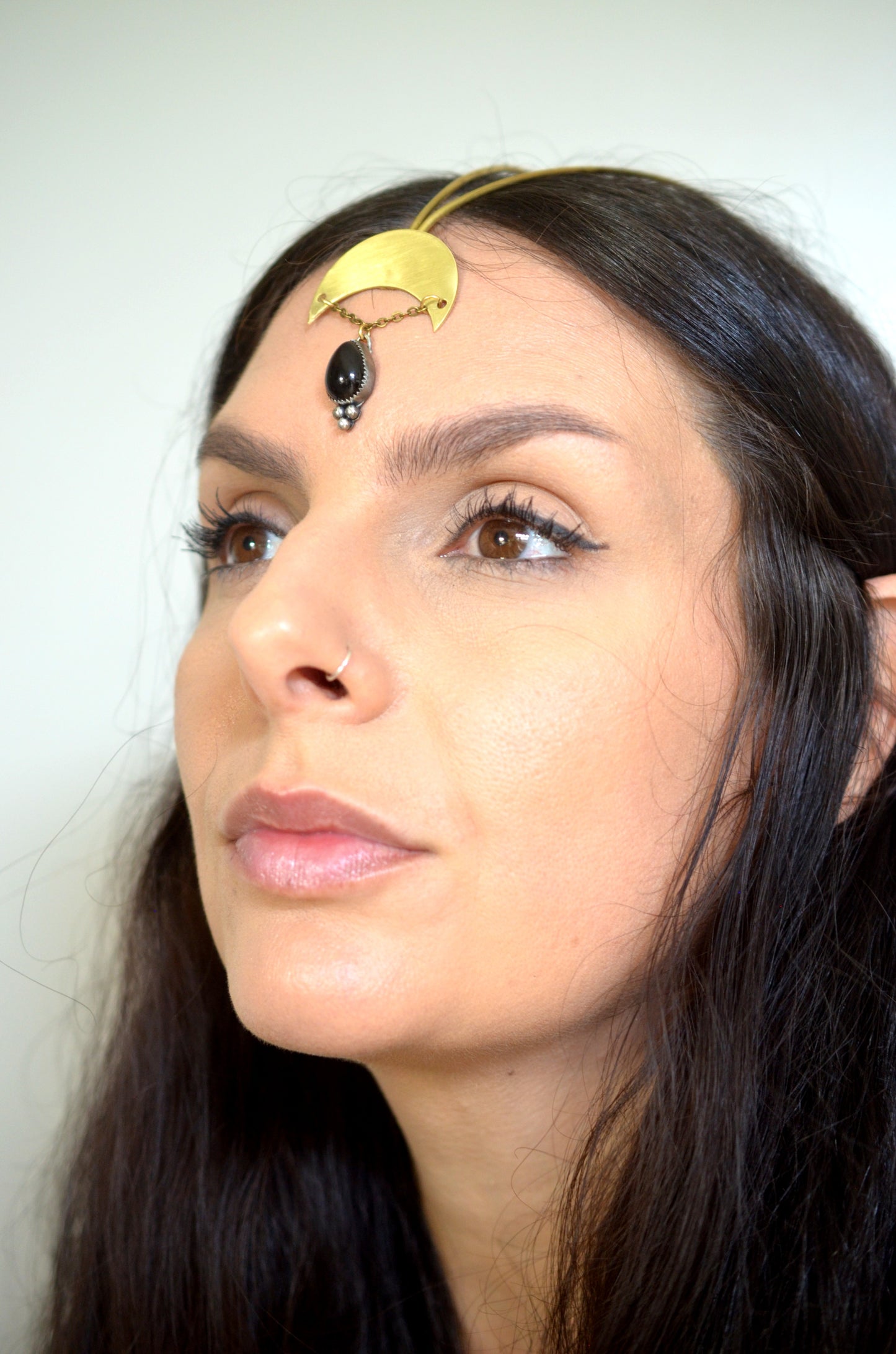 Crescent Moon and Black Onyx Goddess Headpiece