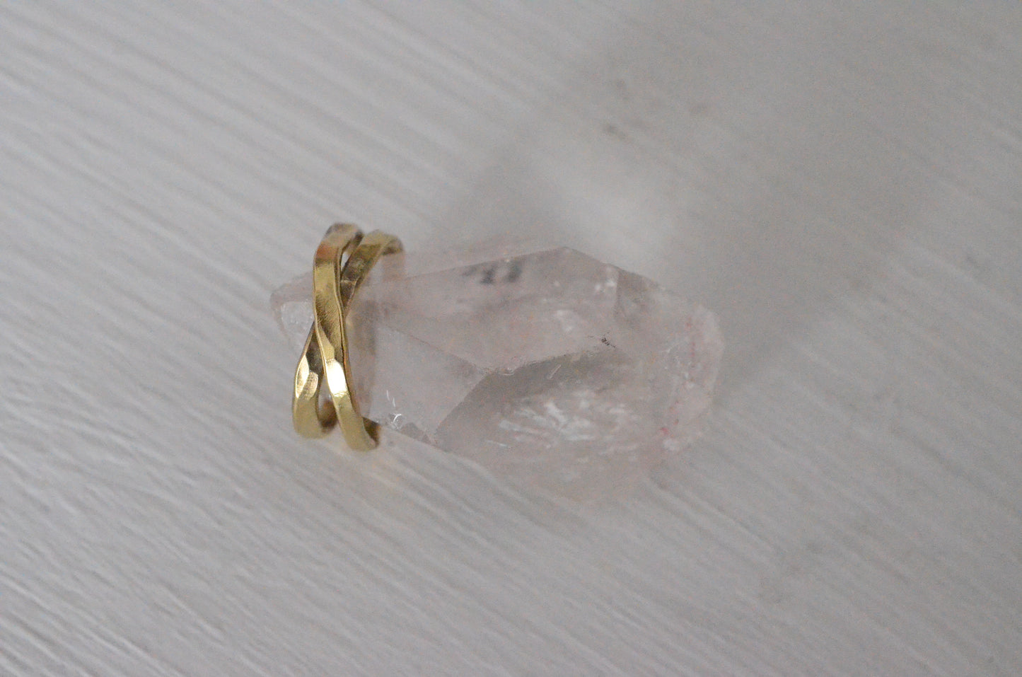 Brass Hammered Crossband Ring