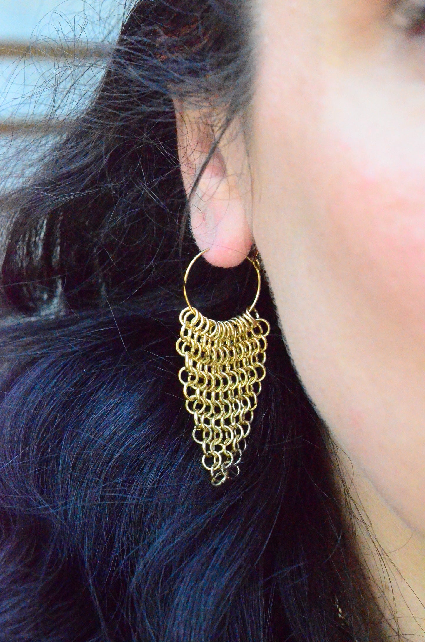 Chainmail Hoop Earrings - Gold plated stainless steel