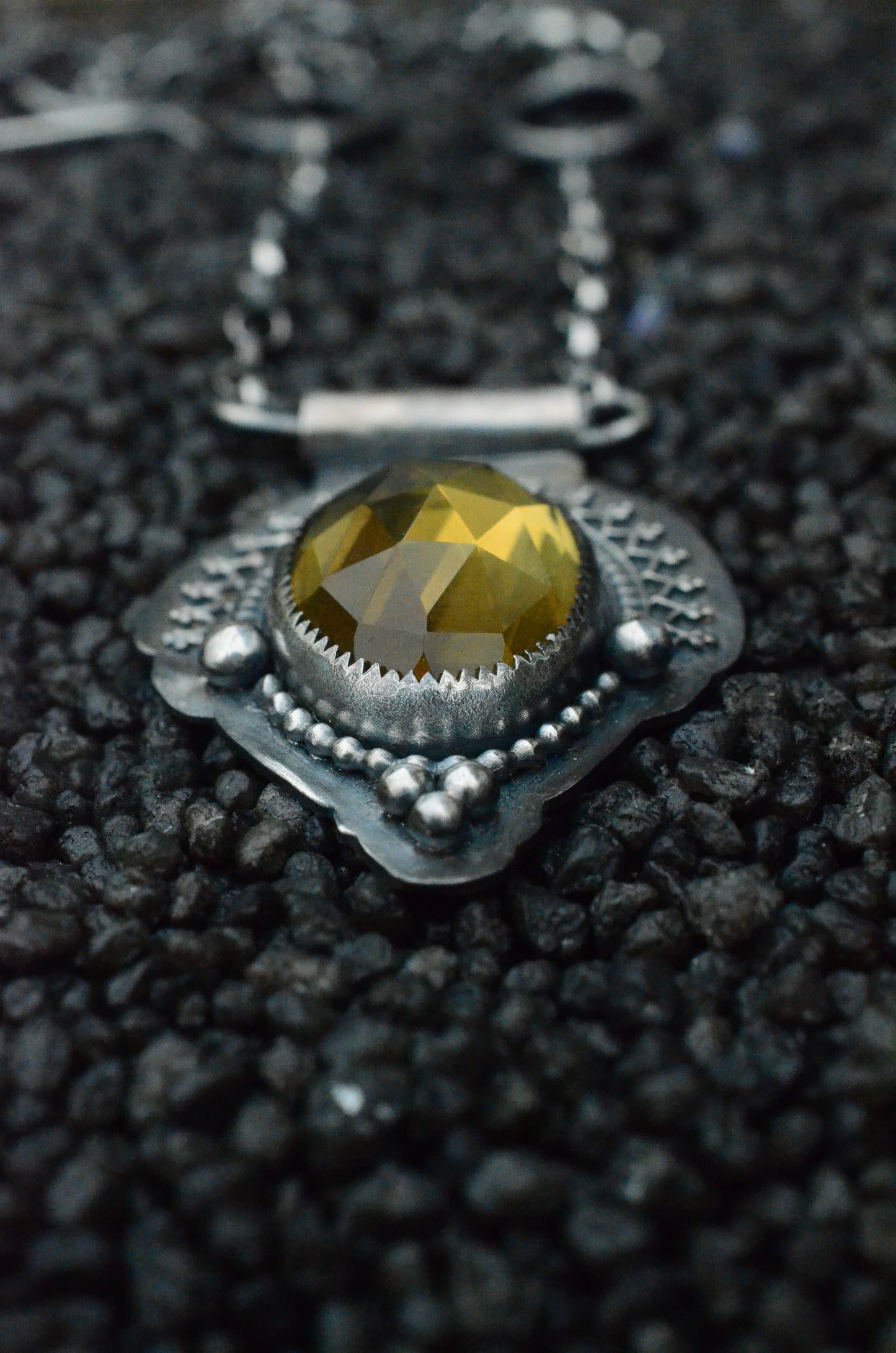 Beer Quartz & sterling silver Berber inspired necklace