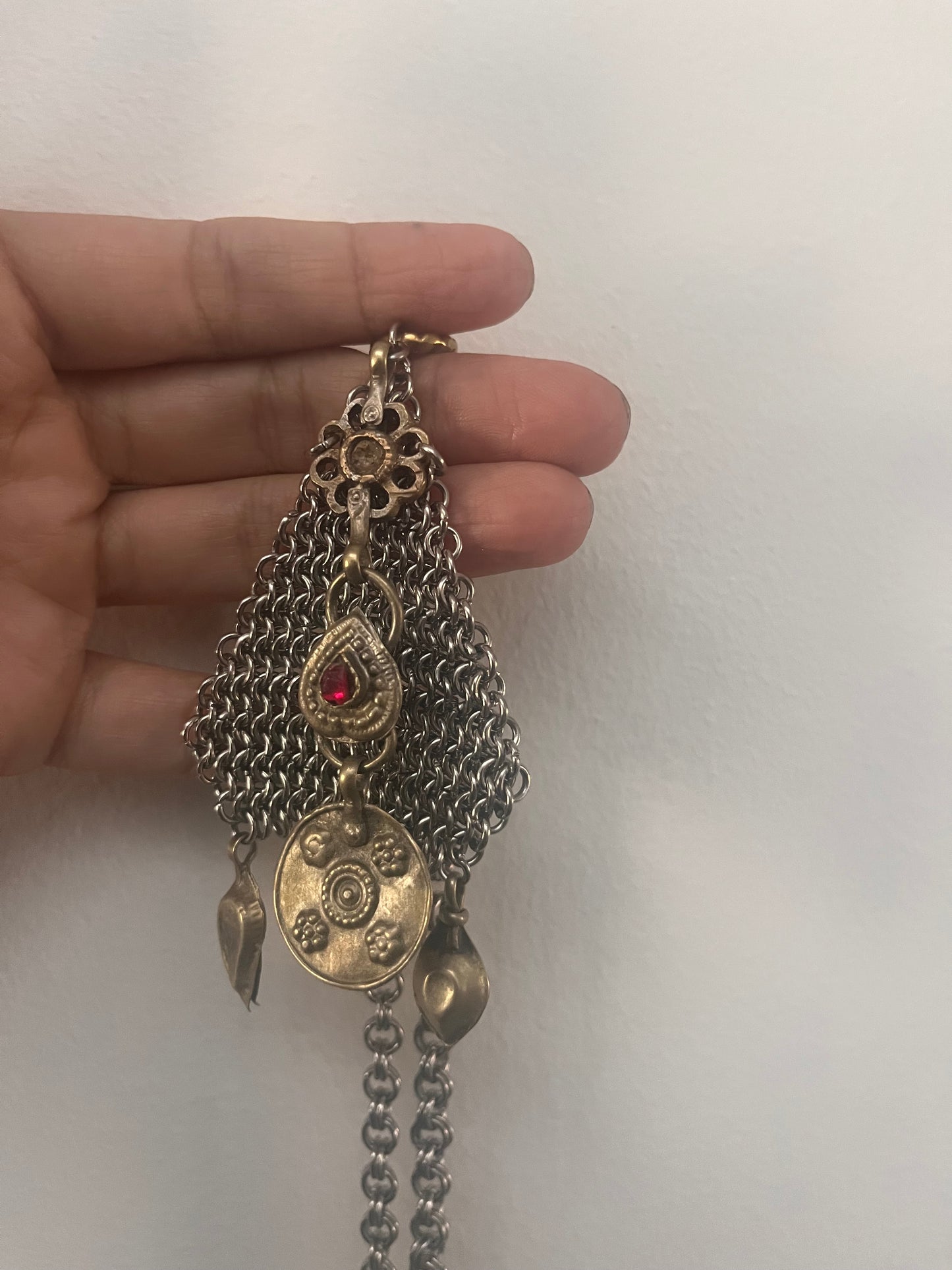Handmade Chainmaille & Vintage Kuchi Necklace