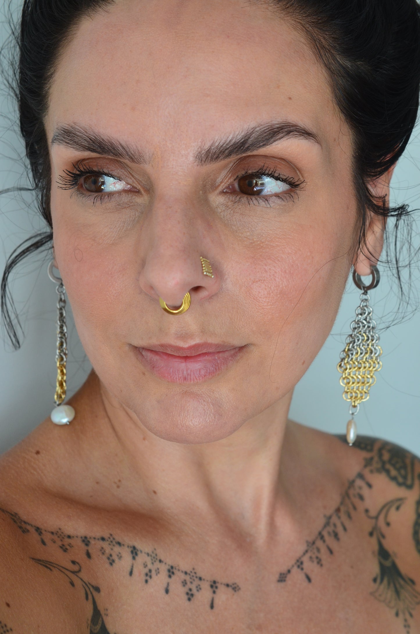 Mixed Metal Ombré Pearl Earrings