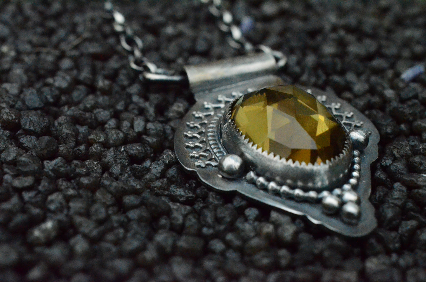 Beer Quartz & sterling silver Berber inspired necklace