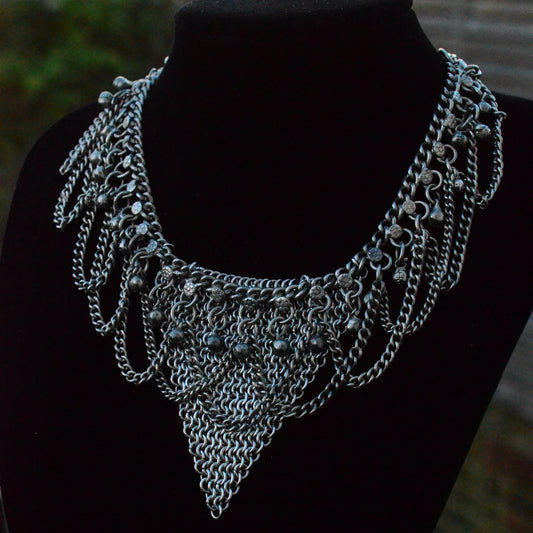 Reclaimed Warrior Necklace – Reworked Vintage Kuchi Afghan Chain & Handmade Chainmaille