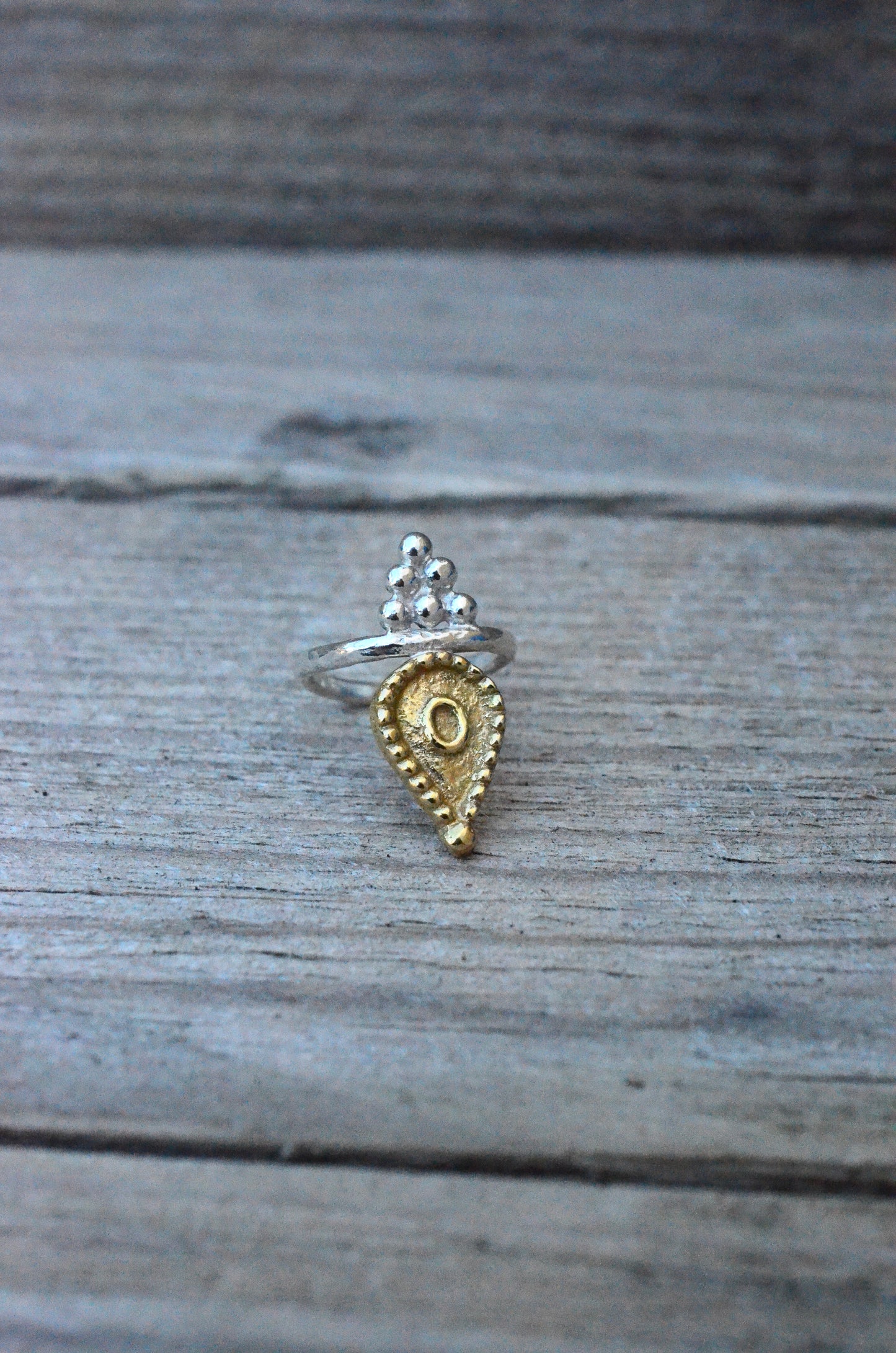 Mixed metal talisman ring