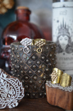 Sterling Silver Door Knocker Ring - Hammered Band