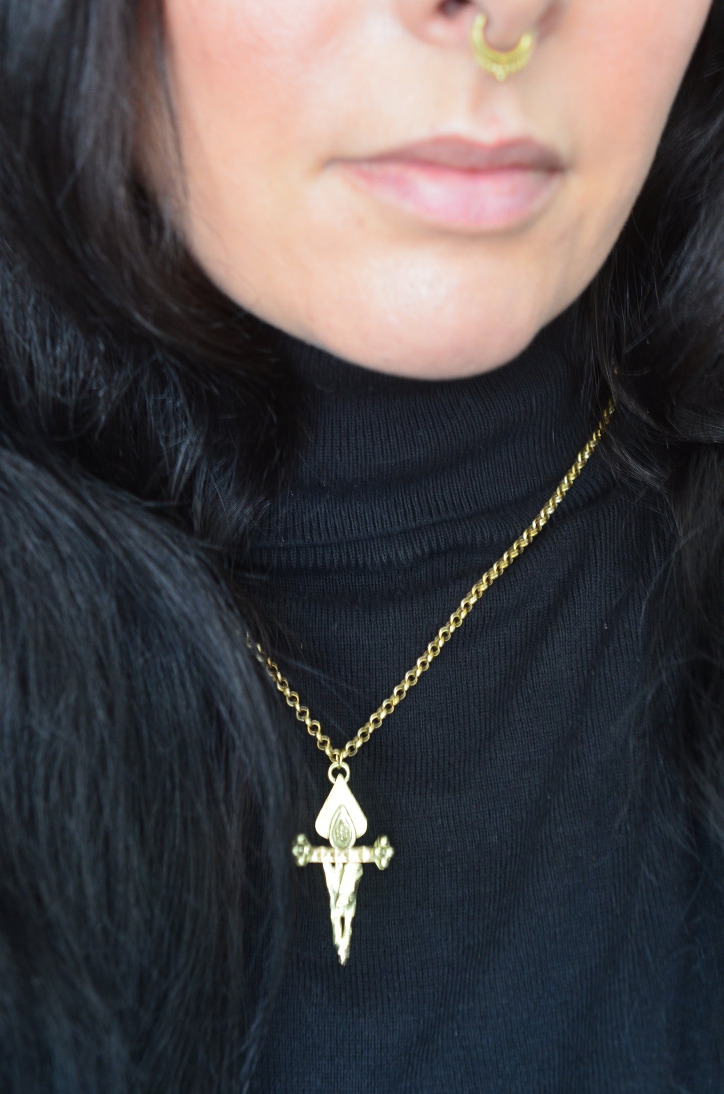 Brass Dagger Talisman Pendant Necklace
