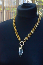 Clear Quartz Stainless Steel Necklace - Gold coloured