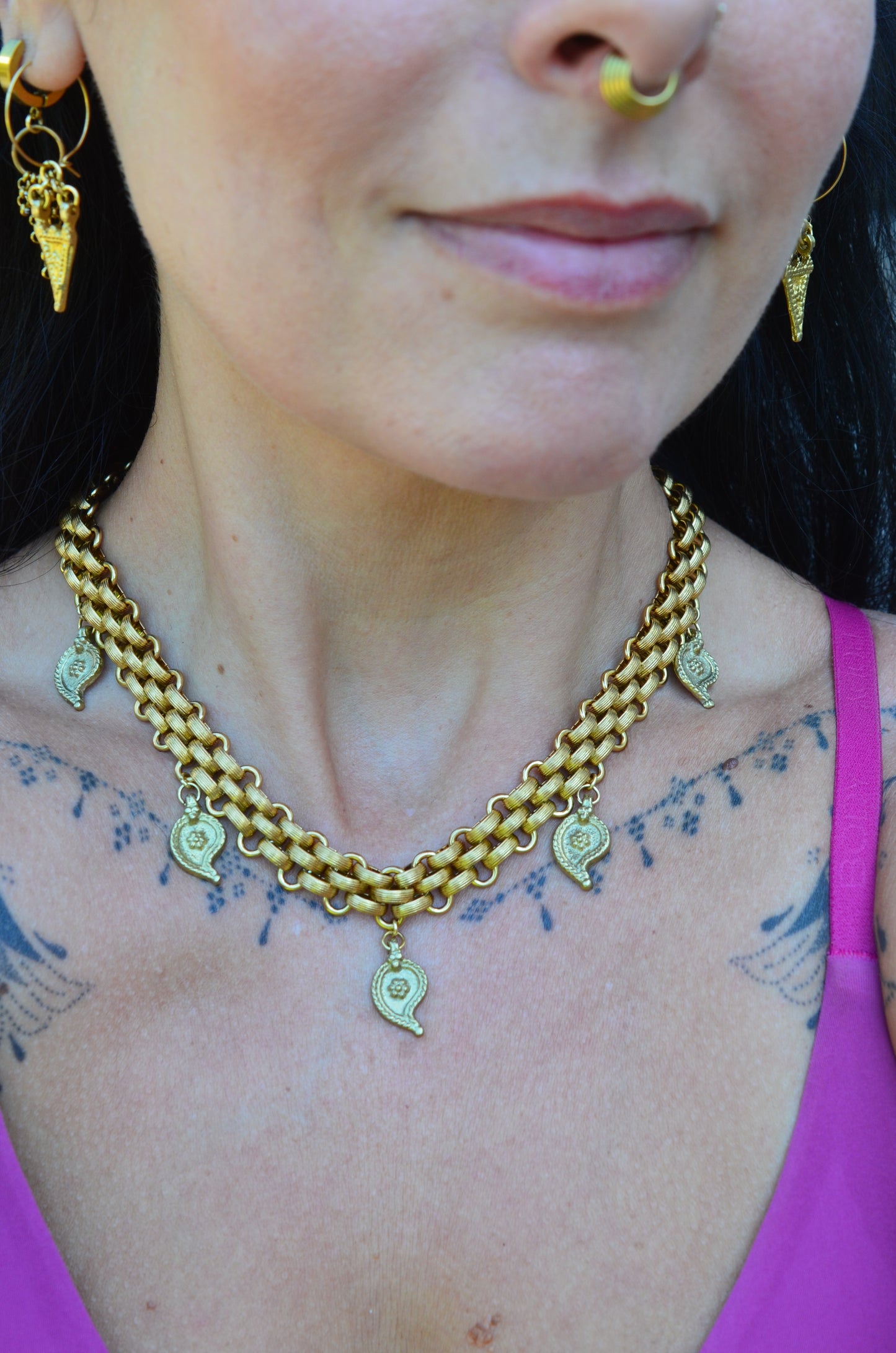 Gold plated Stainless Steel Bohemian Charm Necklace