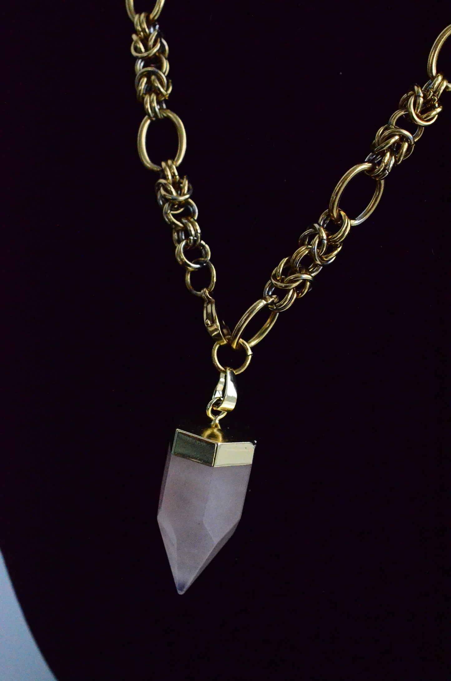 Rose Quartz Convertible Byzantine Lariat Necklace