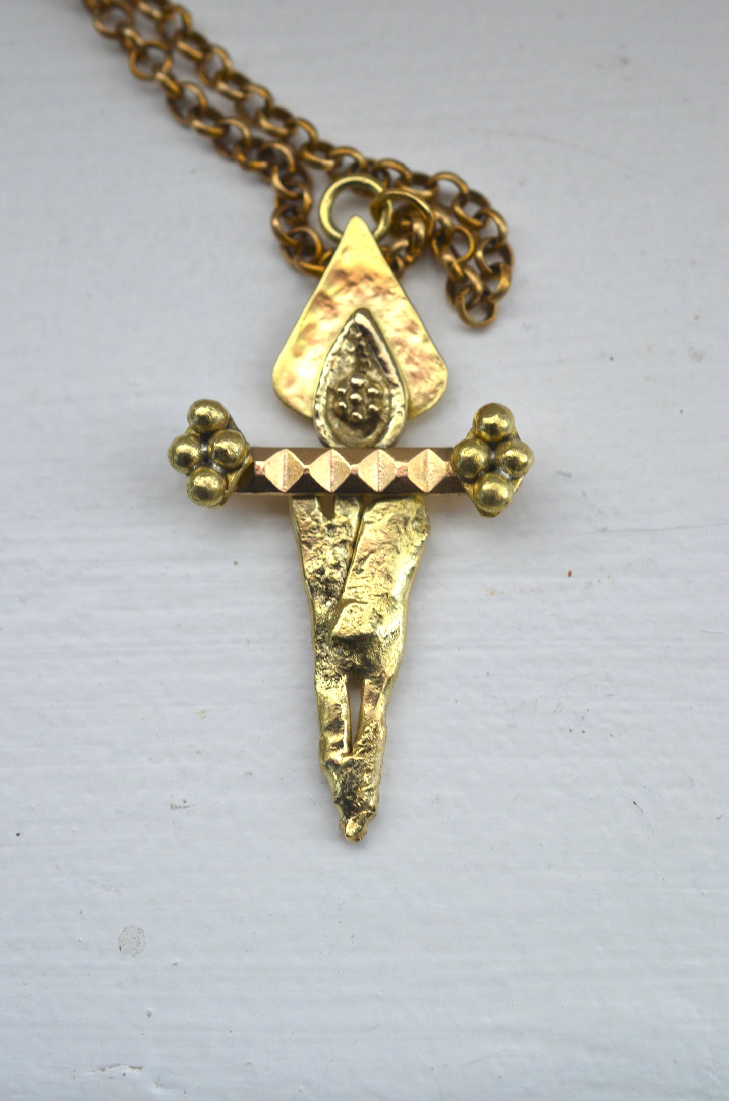 Brass Dagger Talisman Pendant Necklace