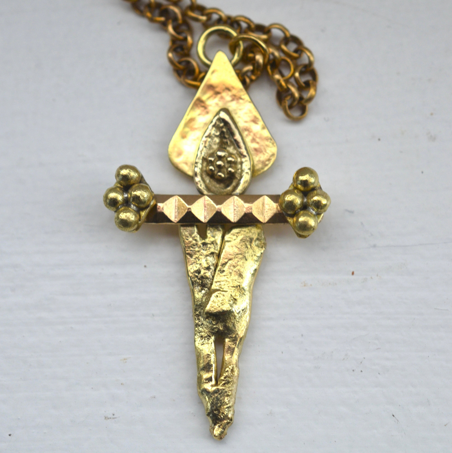 Brass Dagger Talisman Pendant Necklace