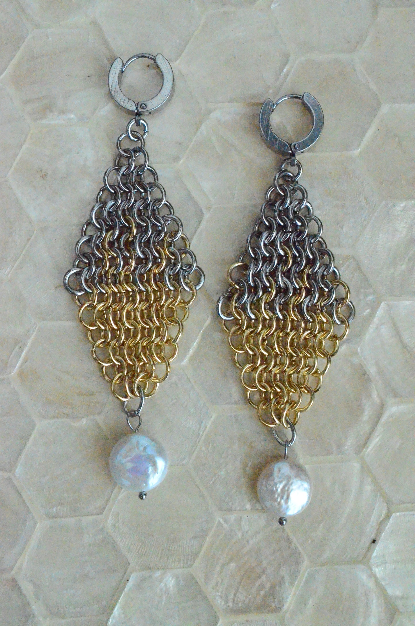 Mixed Metal Ombré Pearl Earrings