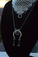 Tribal Onyx Crescent - Brass & Sterling silver