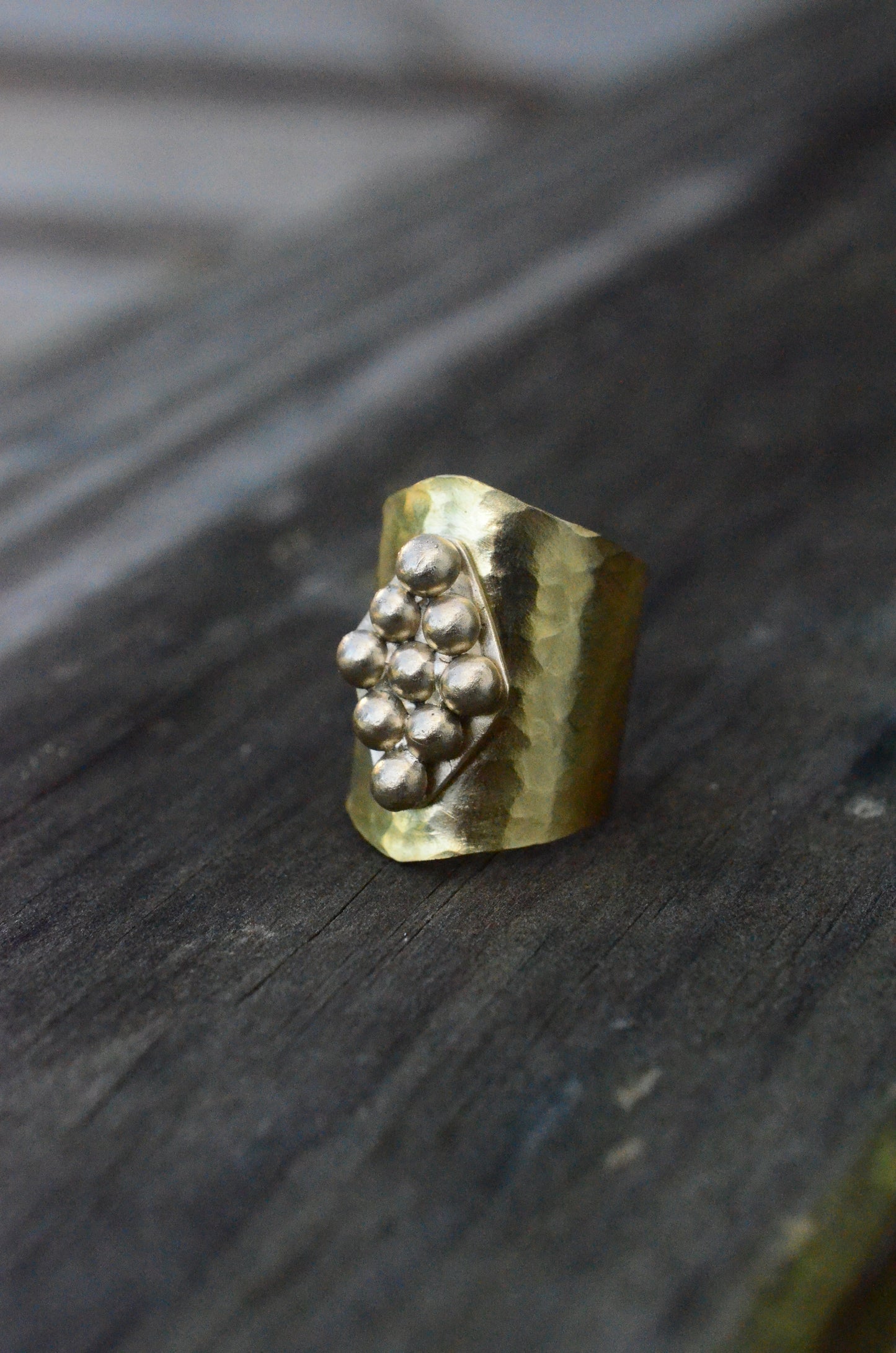 Ornate Brass Shield Ring