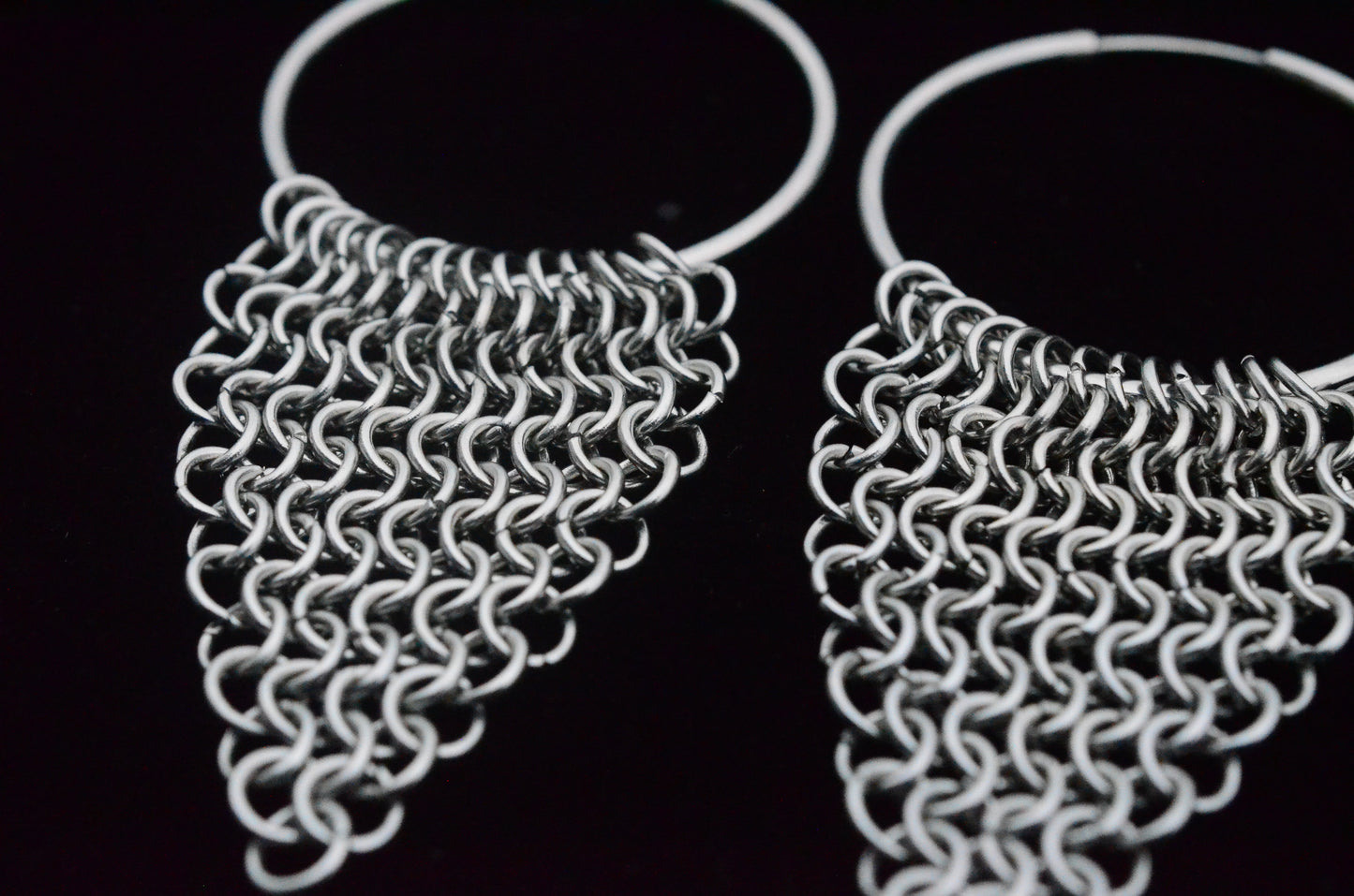 Large Stainless Steel Chainmaille Hoop Earrings