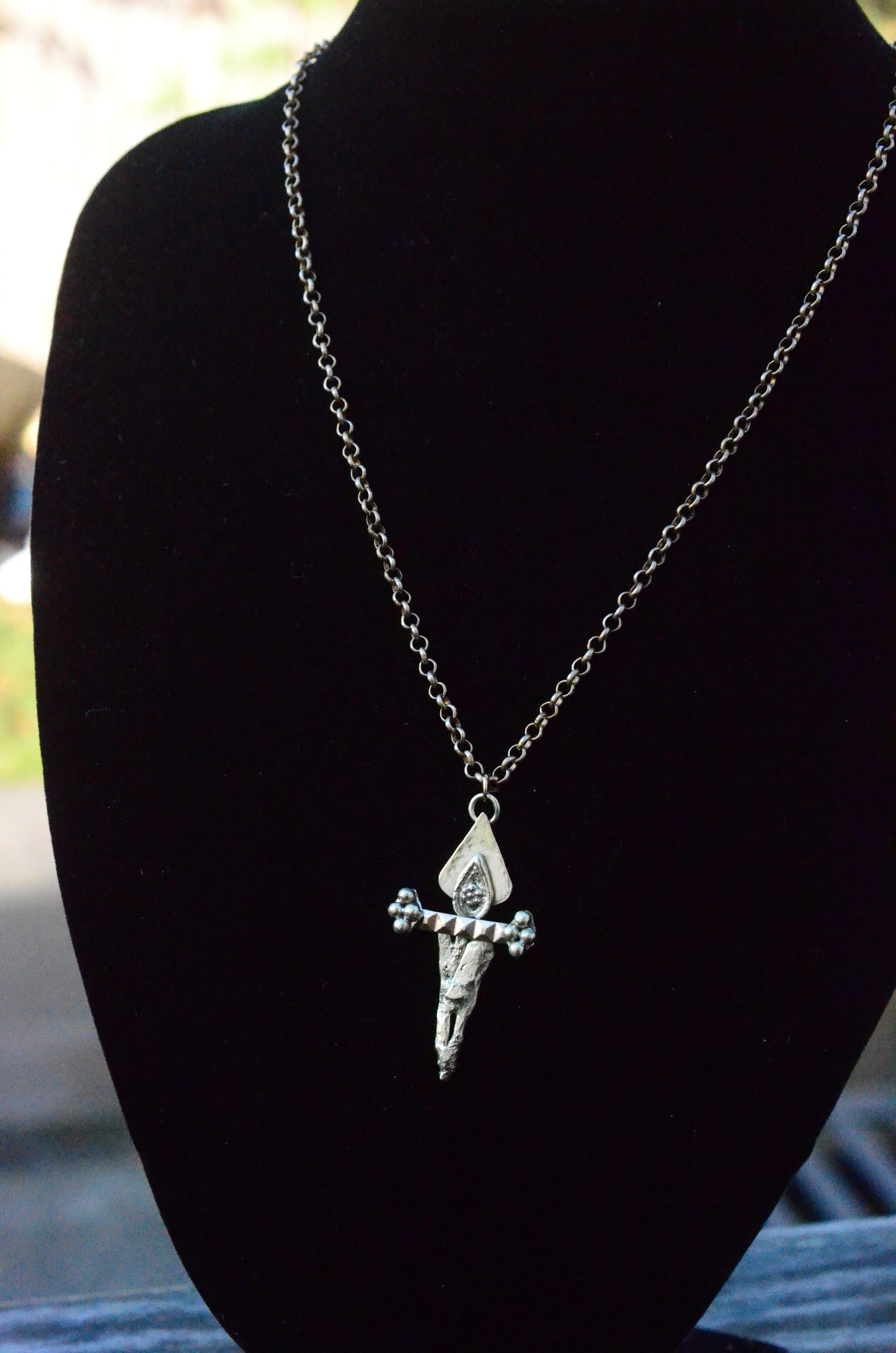 Brass Dagger Talisman Pendant Necklace