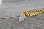 Clear Quartz Stainless Steel Necklace - Gold coloured