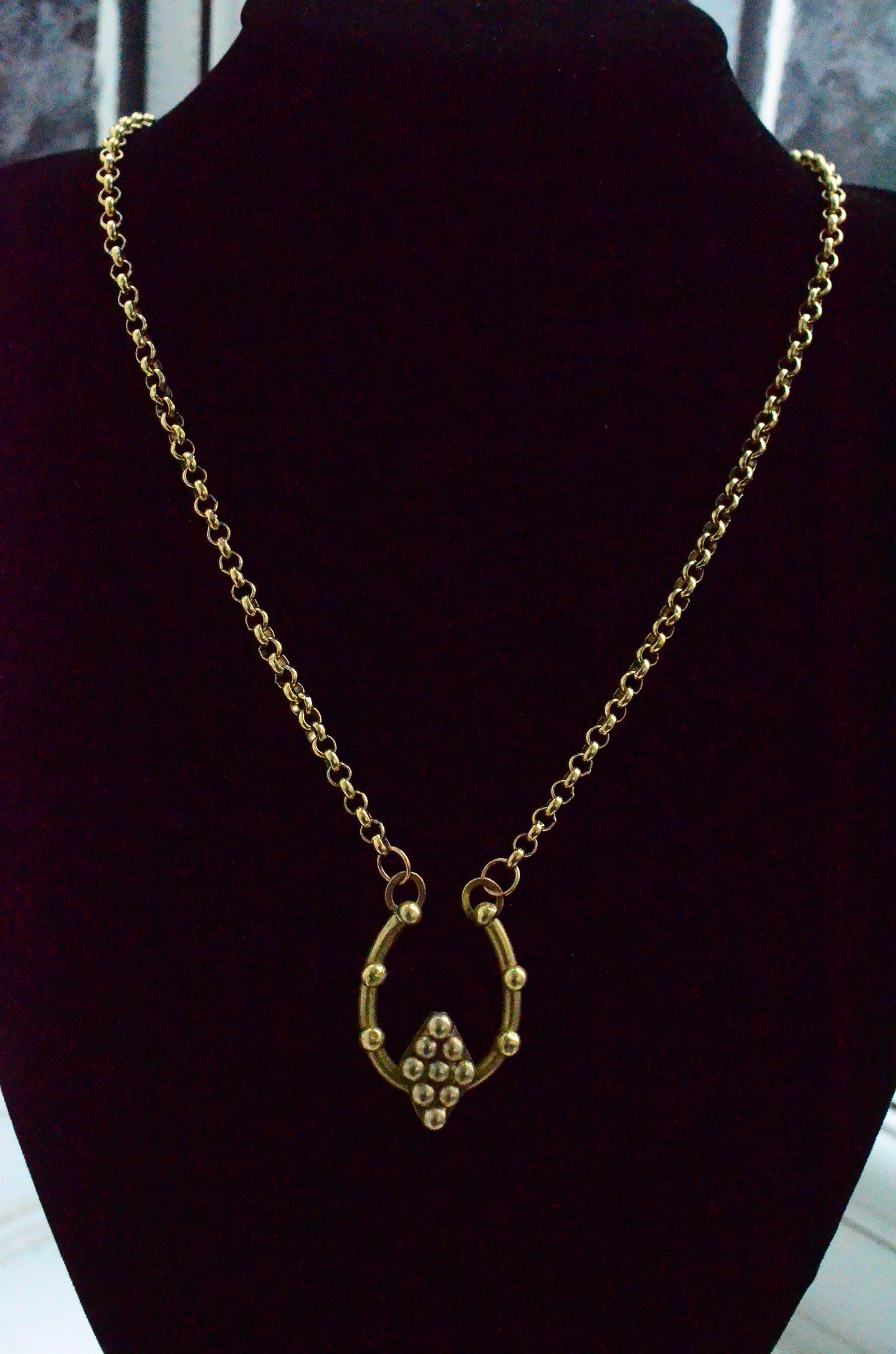 Lucky Horseshoe Necklace – Handmade Brass on Stainless Steel Belcher Chain