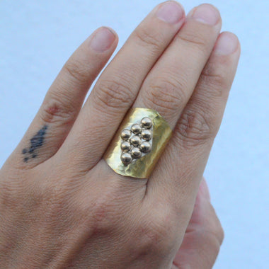 Ornate Brass Shield Ring