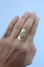Ornate Brass Shield Ring