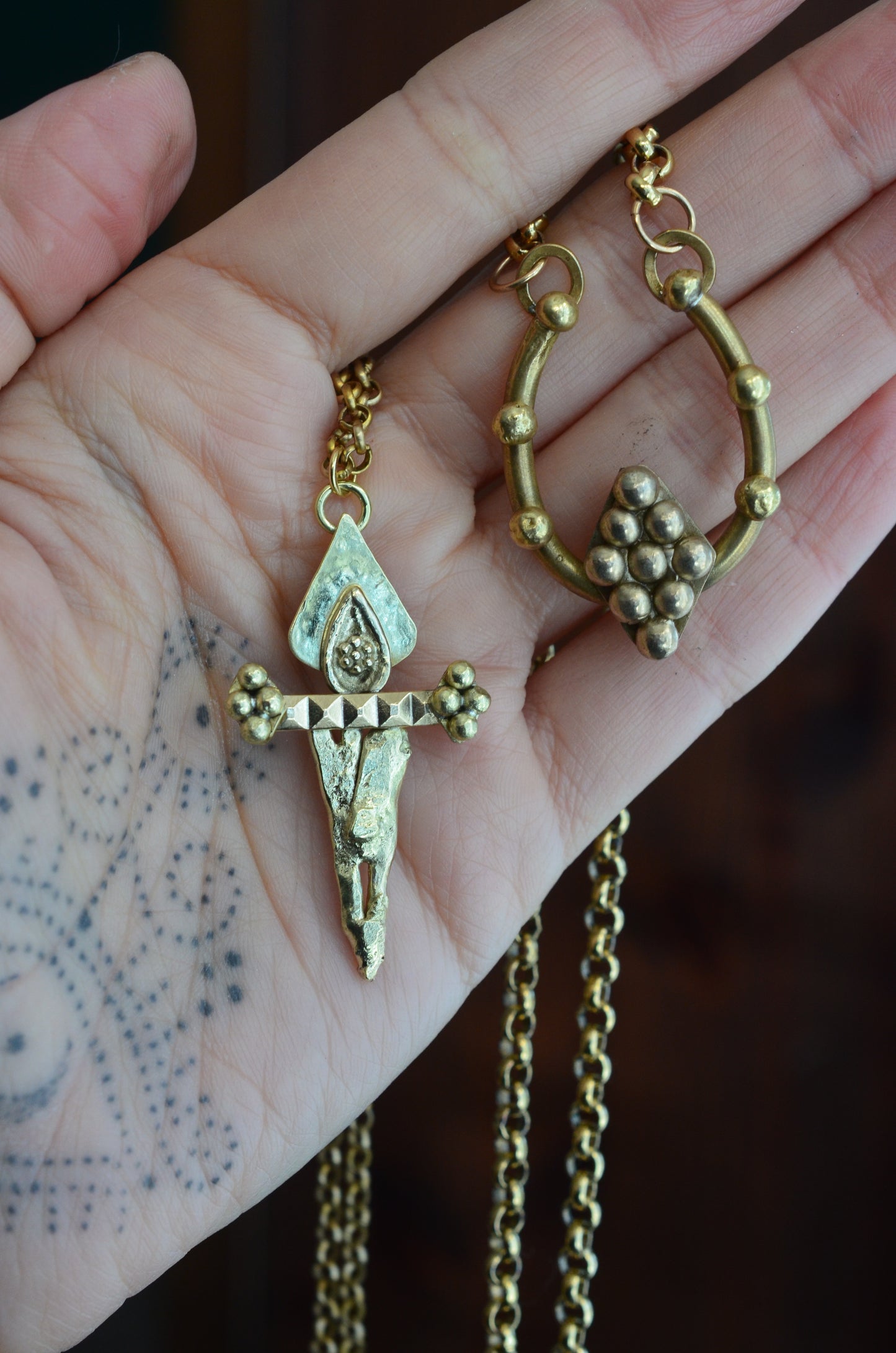 Brass Dagger Talisman Pendant Necklace