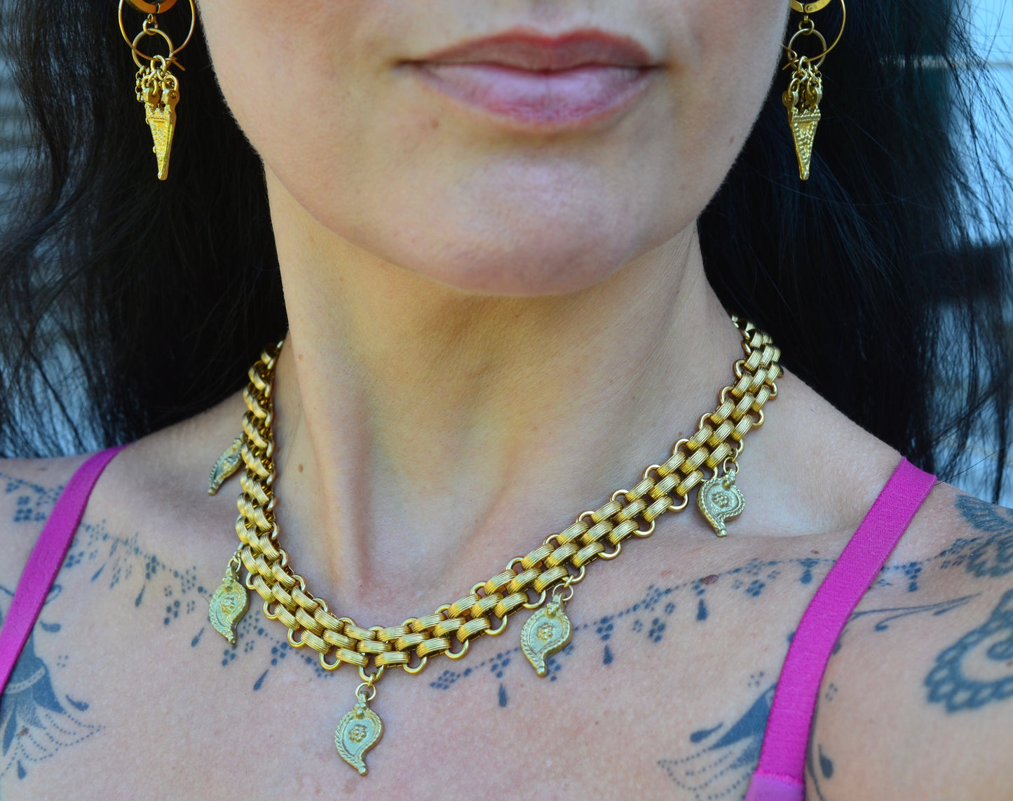Gold plated Stainless Steel Bohemian Charm Necklace
