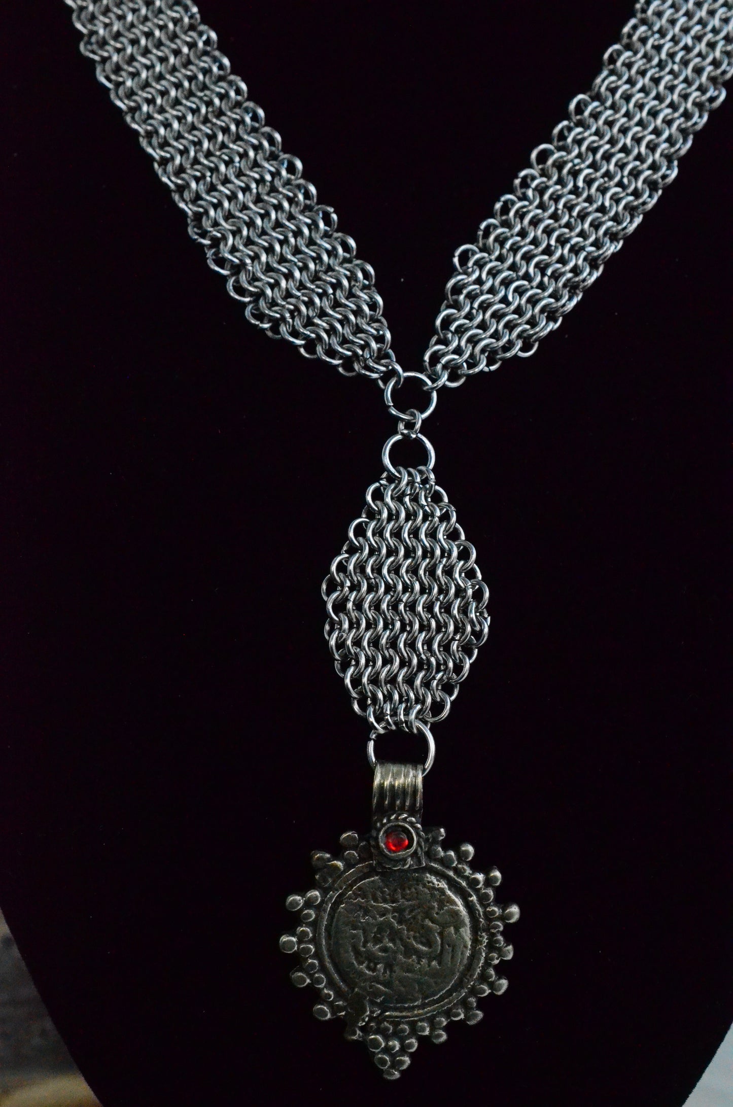 Vintage Kuchi Coin & Chainmaille Necklace