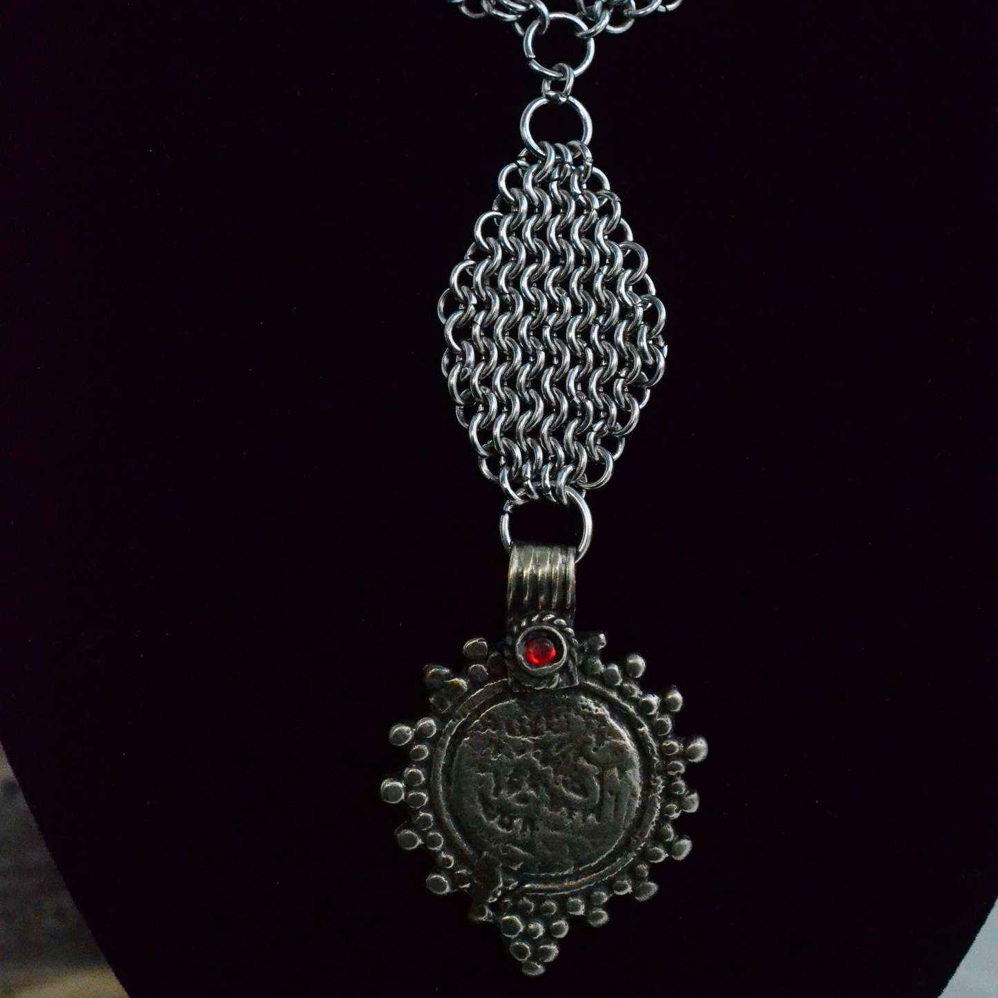 Vintage Kuchi Coin & Chainmaille Necklace