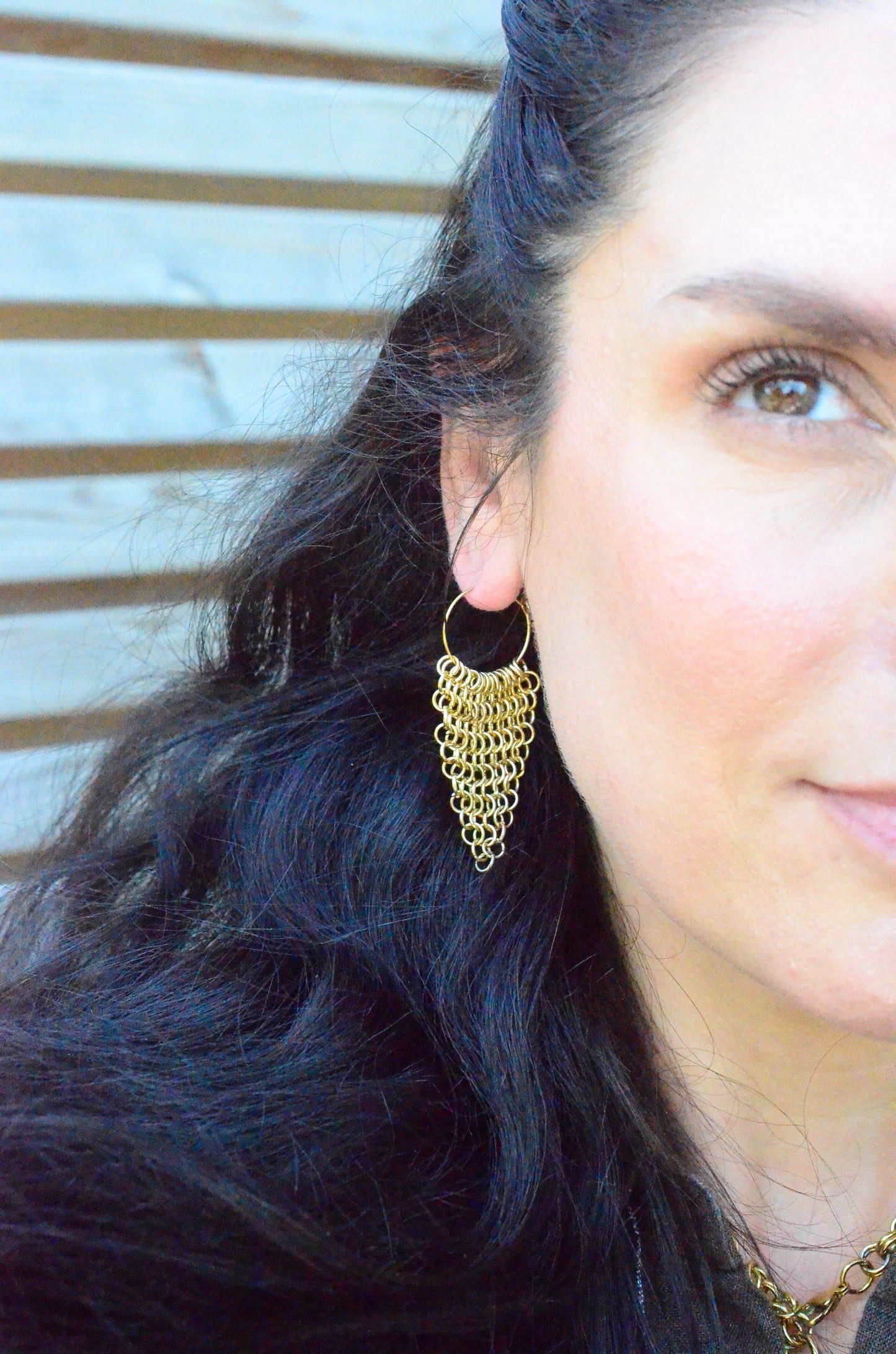 Chainmail Hoop Earrings - Gold plated stainless steel