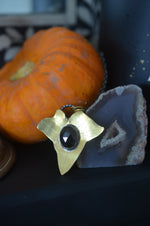 Brass & Onyx Ivy Leaf Necklace