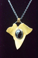 Brass & Onyx Ivy Leaf Necklace