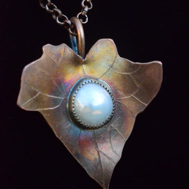 Copper & Mother of Pearl Ivy Leaf Necklace