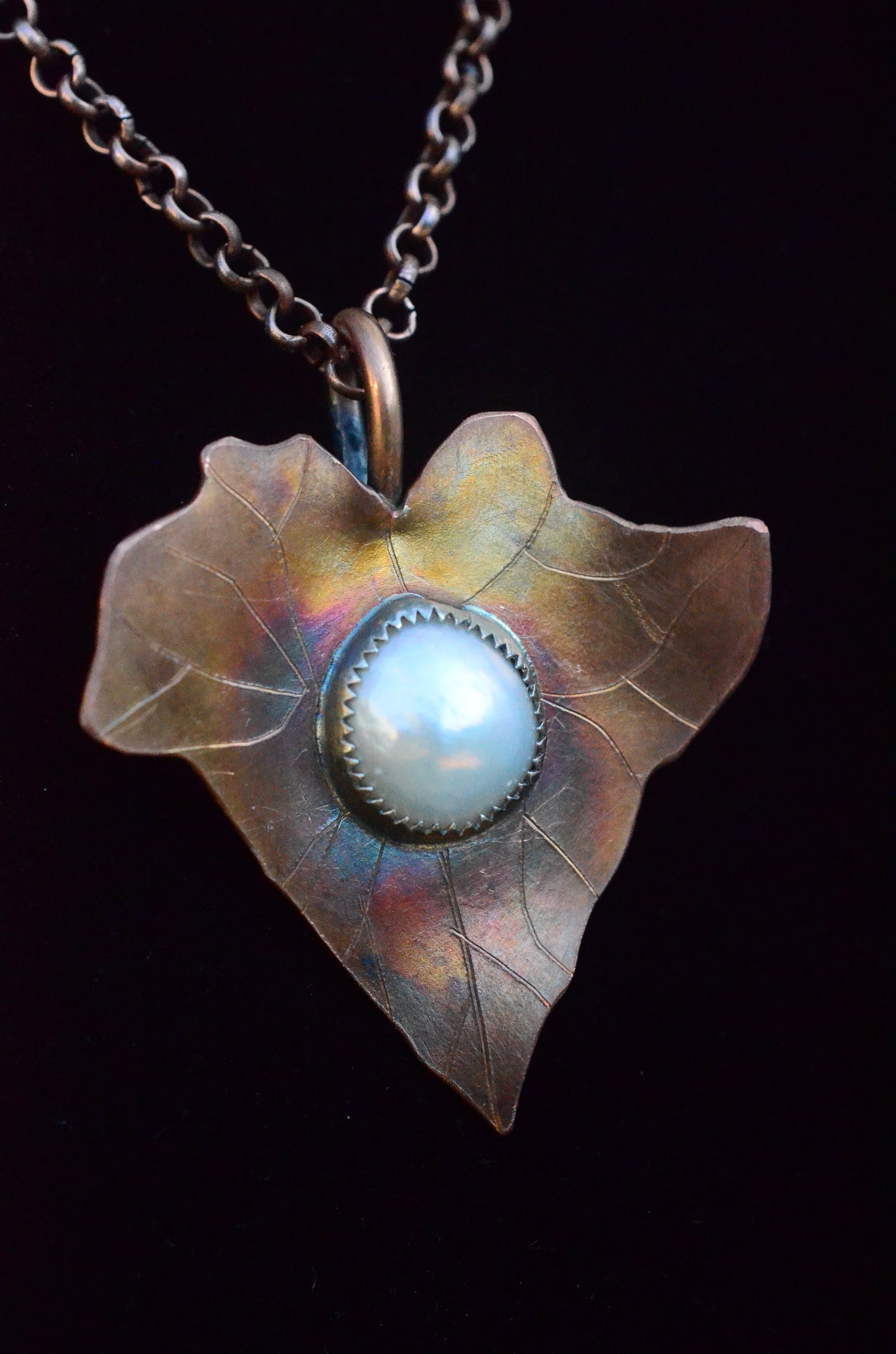 Copper & Mother of Pearl Ivy Leaf Necklace