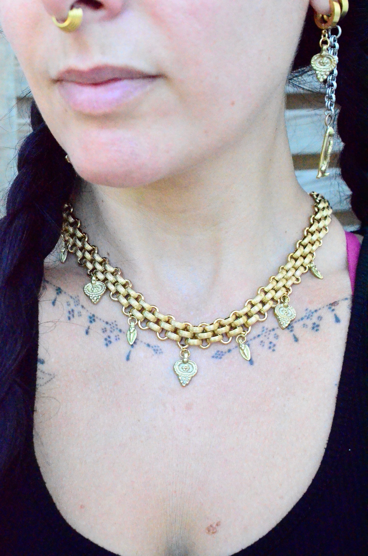 Gold plated Stainless Steel Bohemian Charm Necklace