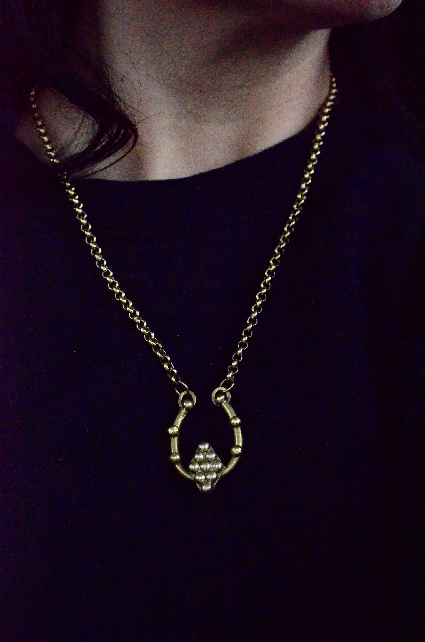 Lucky Horseshoe Necklace – Handmade Brass on Stainless Steel Belcher Chain