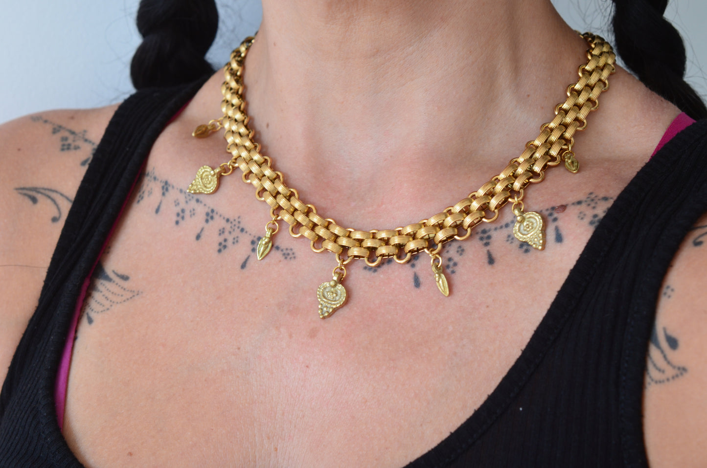 Gold plated Stainless Steel Bohemian Charm Necklace