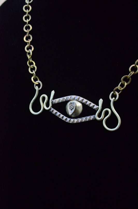 Brass Evil Eye & Serpent Protective Necklace