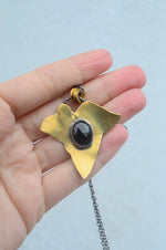 Brass & Onyx Ivy Leaf Necklace