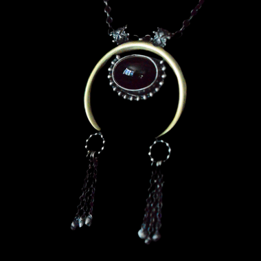 Tribal Onyx Crescent - Brass & Sterling silver